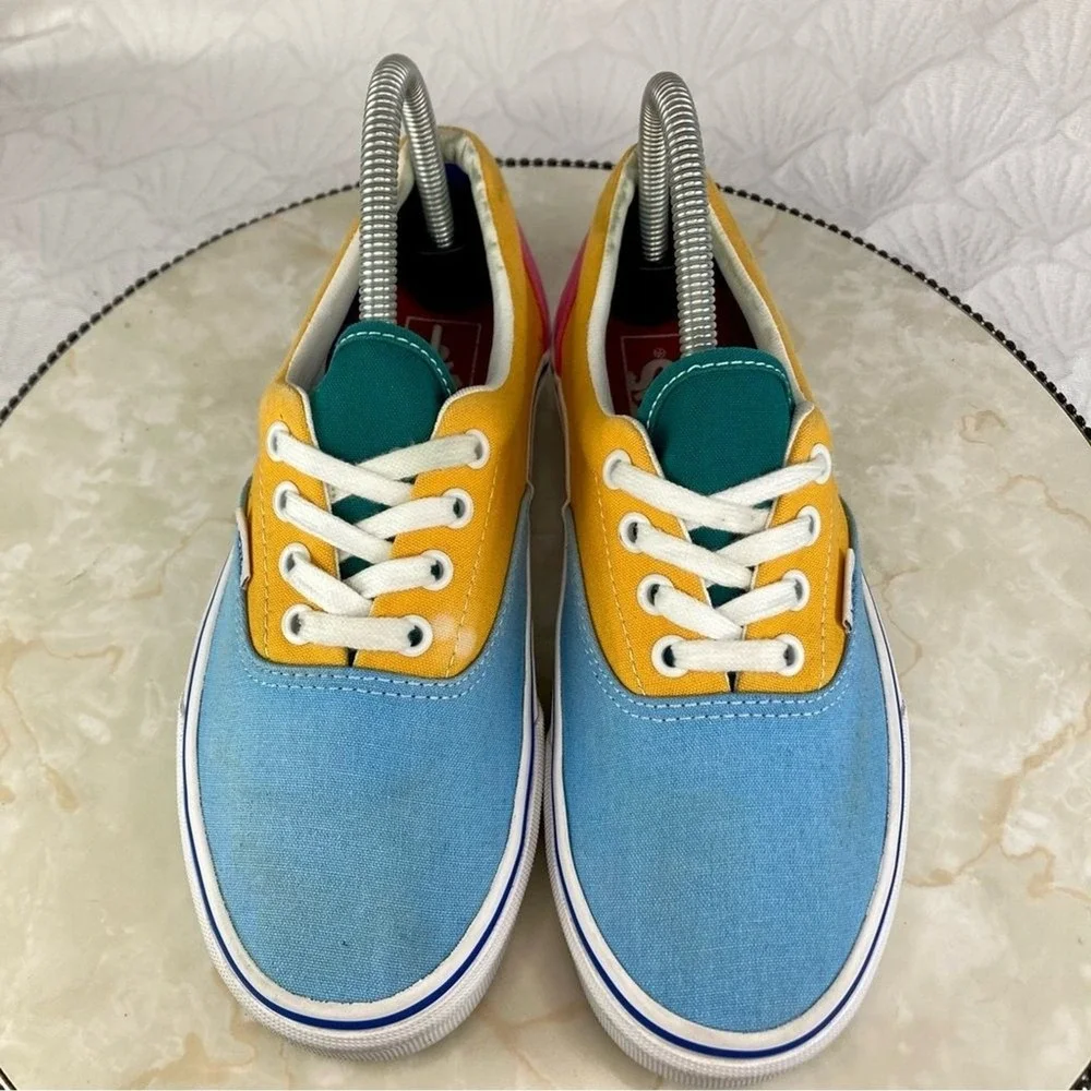 Vans Era Colorblock Canvas Skate Shoes Womens 7.5 Blue Yellow Low Top Sneakers